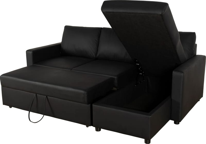 Bäddsoffa 218 cm PU-läder svart - Dream - svart - Möbler - Soffa - Bäddsoffa