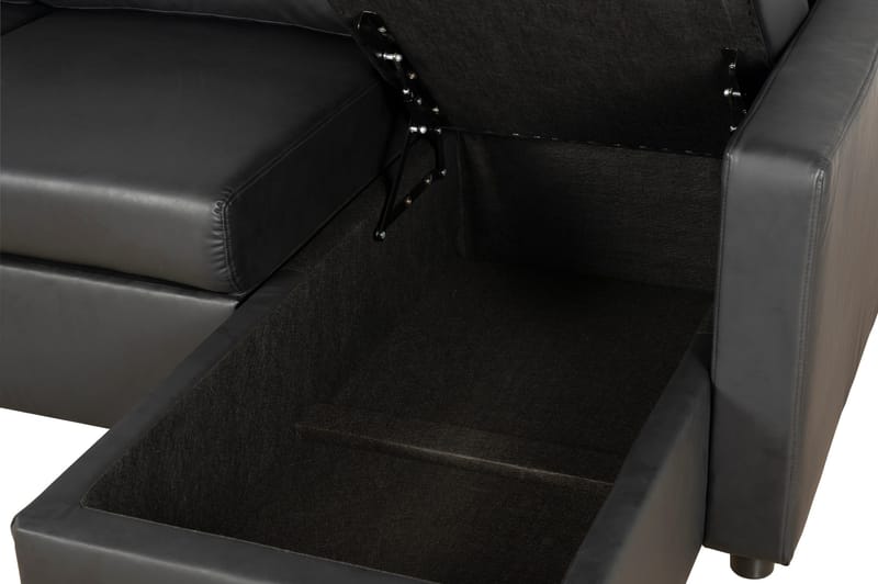 Bäddsoffa 218 cm PU-läder svart - Dream - svart - Möbler - Soffa - Bäddsoffa