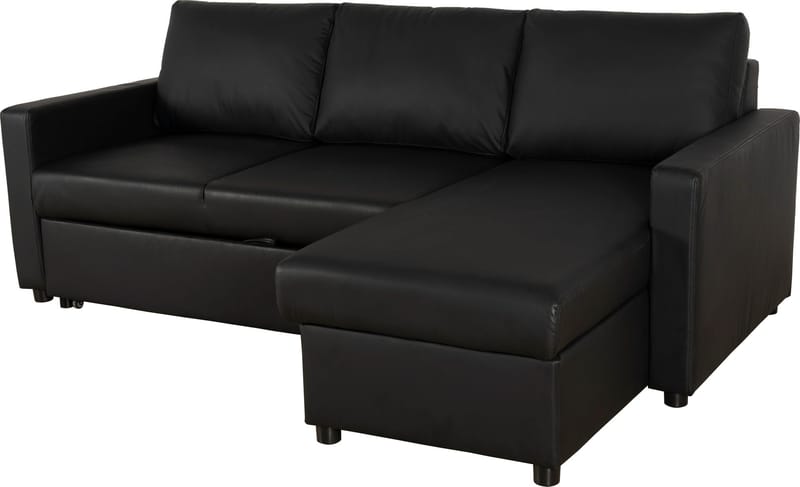 Bäddsoffa 218 cm PU-läder svart - Dream - svart - Möbler - Soffa - Bäddsoffa