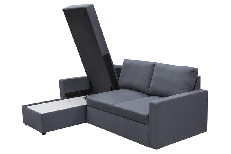 Bäddsoffa 220 cm bred mörkgrå med förvaring - Mörkgrå - Möbler - Soffa - Bäddsoffa