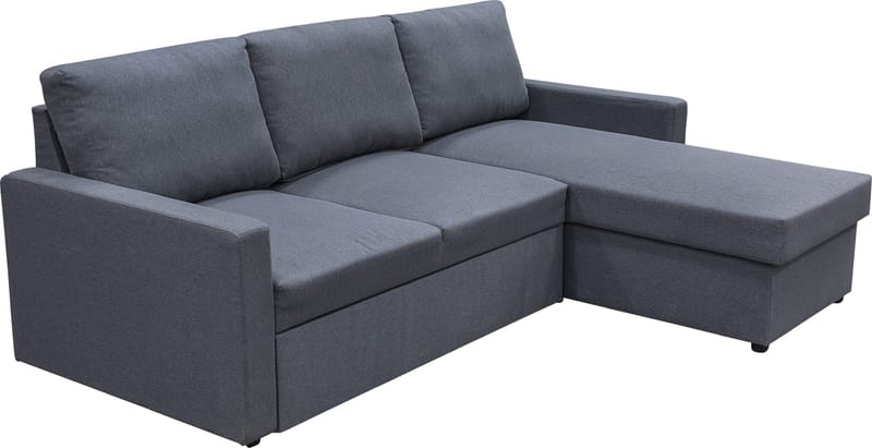 Bäddsoffa 220 cm bred mörkgrå med förvaring - Mörkgrå - Möbler - Soffa - Bäddsoffa