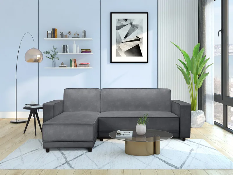 Bäddsoffa Allie Antracit, Sammet, 82x229x154 cm - Antracit, Sammet, 82x229x154 cm - Möbler - Soffa - Bäddsoffa
