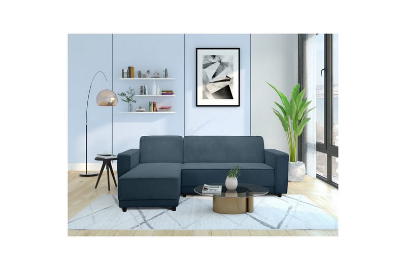 Bäddsoffa Allie Blå, Cordoroy, 82x229x154 cm - Blå, Cordoroy, 82x229x154 cm - Möbler - Soffa - Bäddsoffa