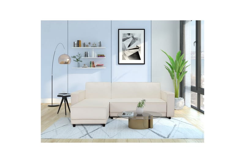 Bäddsoffa Allie Kräm, Sammet, 82x229x154 cm - Kräm, Sammet, 82x229x154 cm - Möbler - Soffa - Bäddsoffa
