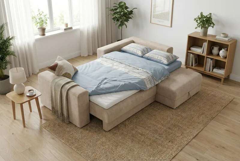 Bergen Extra djup 3-sits Bäddsoffa med Divan och Bäddmadrass i Polyesterskum och Tvättbar klädsel - Beige - Möbler - Soffa - Bäddsoffa - Bäddsoffa divan