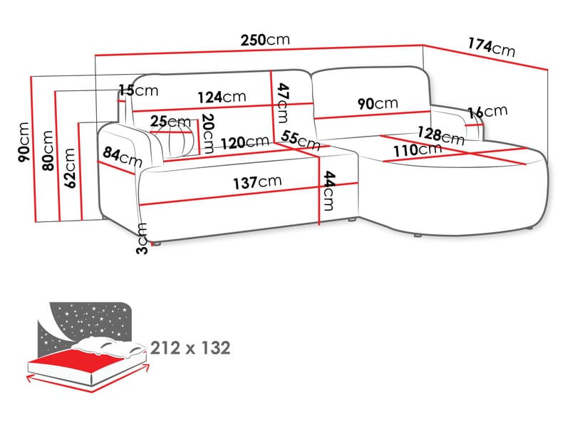 Branrel 3-sits Soffa med divan - grön - M öbler - Soffa - Bäddsoffa - Bäddsoffa divan
