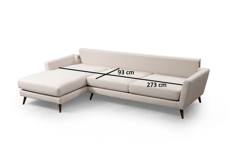 Gajanejos 5-sits Vänstervänd L-formad Bäddsoffa 93x273 cm i Sammet - Beige - Möbler - Soffa - Bäddsoffa - Bäddsoffa divan