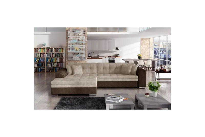 Hörnsoffa Eltap Sorento 296x194x78 cm, Dora 22, Dora 28, Beige, Vänster