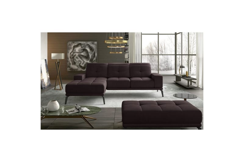 Hörnsoffa Eltap Torrense 265x175x98 cm, Mat Velvet 29, Brun, Vänster