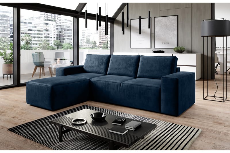 Kamli Bäddsoffa m. Divan med Förvaring - Blå - Möbler - Soffa - Bäddsoffa - Bäddsoffa divan