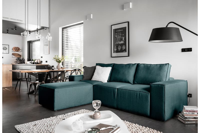 Kamli Bäddsoffa m. Divan med Förvaring, Blå