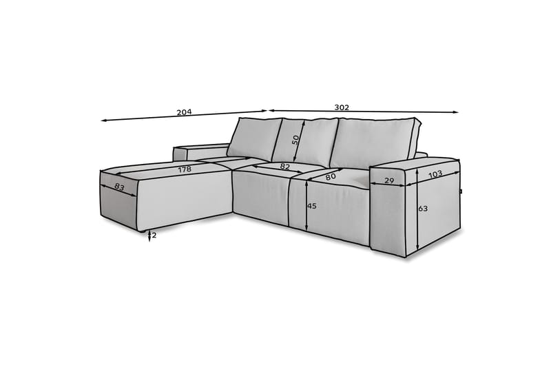 Kamli Bäddsoffa m. Divan med Förvaring - Rosa - Möbler - Soffa - Bäddsoffa - Bäddsoffa divan
