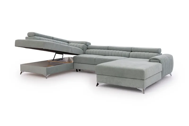 Kamran Bäddsoffa m. Divan och Schäslong med Förvaring - Grön - Möbler - Soffa - Bäddsoffa - Bäddsoffa divan