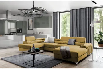 Kamran Bäddsoffa m. Divan och Schäslong med Förvaring - Gul - Möbler - Soffa - Bäddsoffa - Bäddsoffa divan