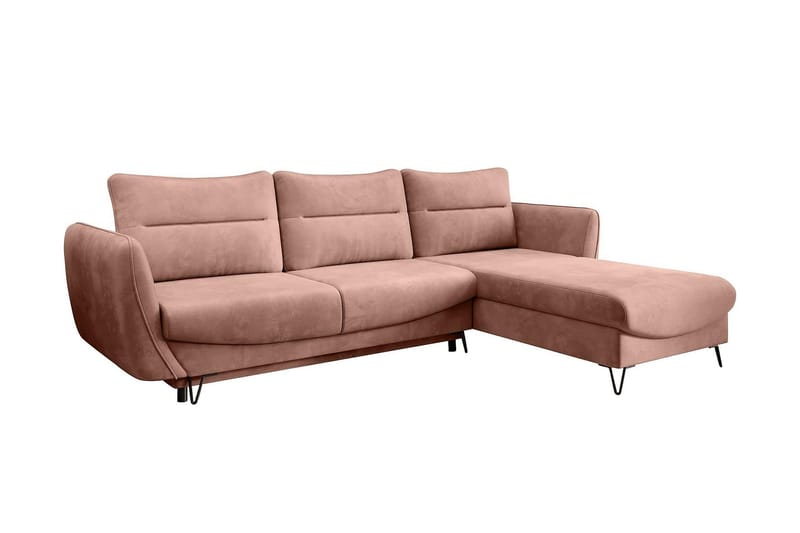 Lence Bäddsoffa m. Divan Förvaring, Ljusrosa
