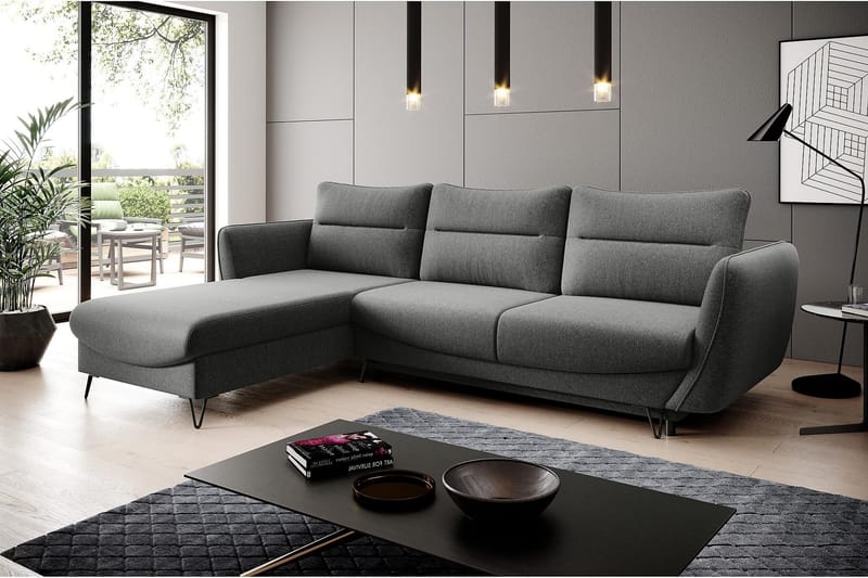 Lence Bäddsoffa m. Divan Förvaring - Mörkgrå - Möbler - Soffa - Bäddsoffa - Bäddsoffa divan