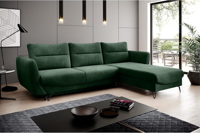 Lence Bäddsoffa m. Divan Förvaring - Mörkgrön - Möbler - Soffa - Bäddsoffa - Bäddsoffa divan