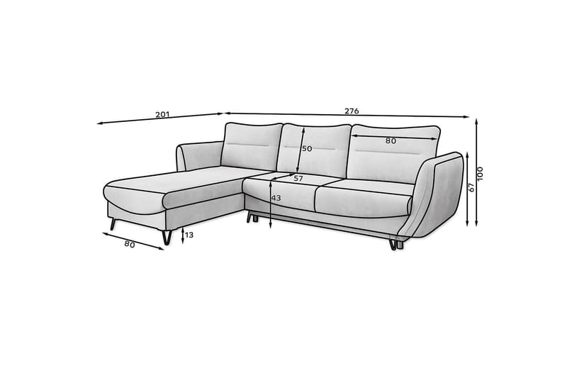 Lence Bäddsoffa m. Divan Förvaring - Svart - Möbler - Soffa - Bäddsoffa - Bäddsoffa divan