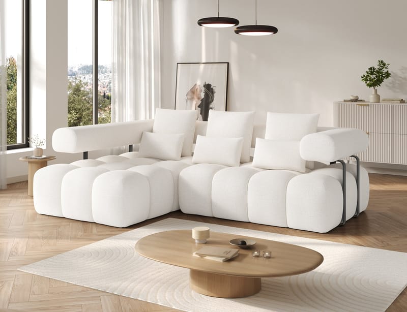 Levvi 3-sits Bubblig Bäddsoffa med Divan Vänster - Jaffray 01 - Möbler - Soffa - Bäddsoffa - Bäddsoffa divan