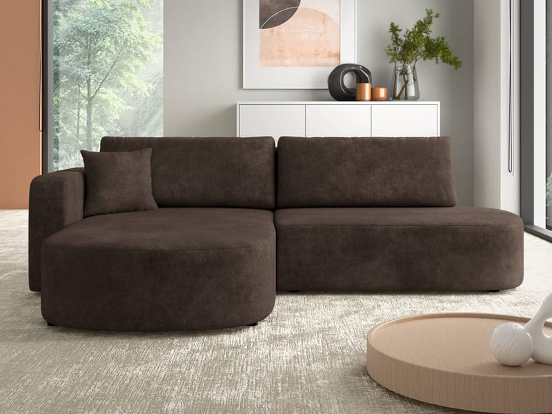Pryda 4-sits Bäddsoffa divan vänster med förvaring - brun - Möbler - Soffa - Bäddsoffa - Bäddsoffa divan