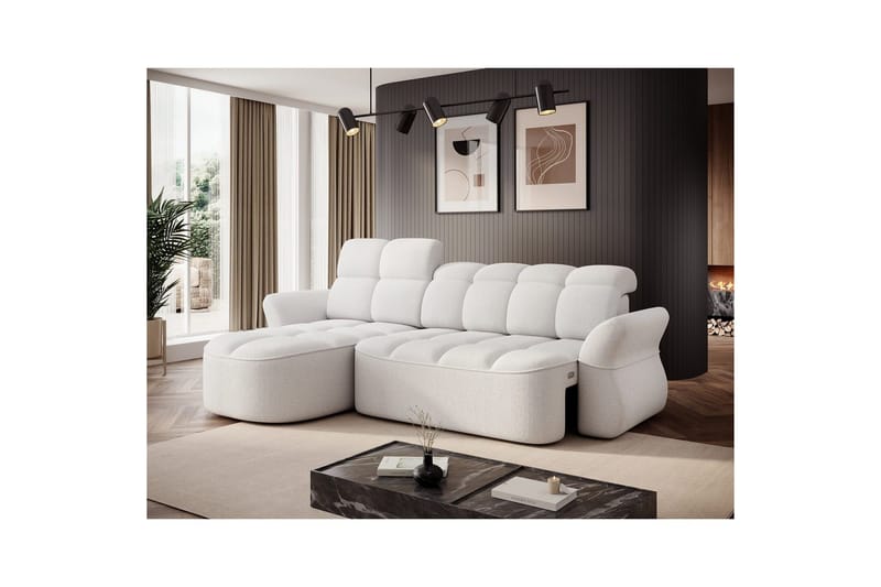 Sektionssoffa Eltap Beneth 301x115x185 cm - Paolli 01 Vit, Vänster - Möbler - Soffa - Bäddsoffa - Bäddsoffa divan