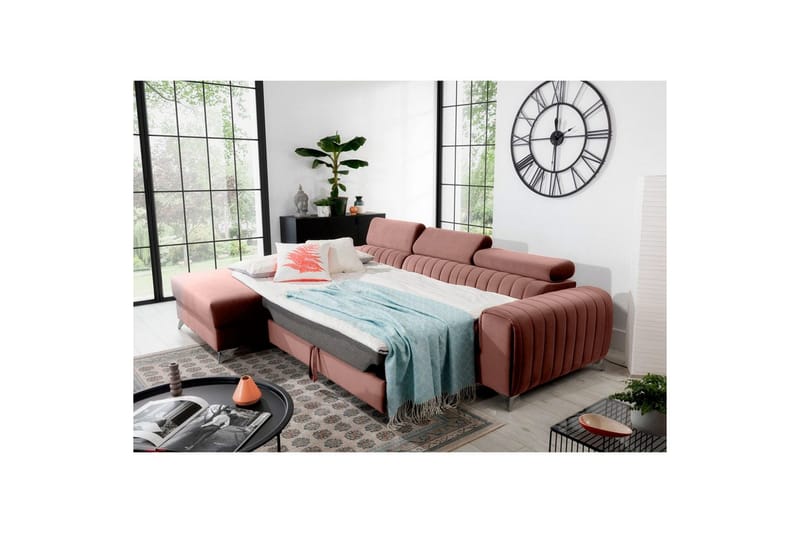 Sektionssoffa Eltap Grayson 278x205x92 cm - Nube 24, Rosa, Vänster - Möbler - Soffa - Bäddsoffa - Bäddsoffa divan