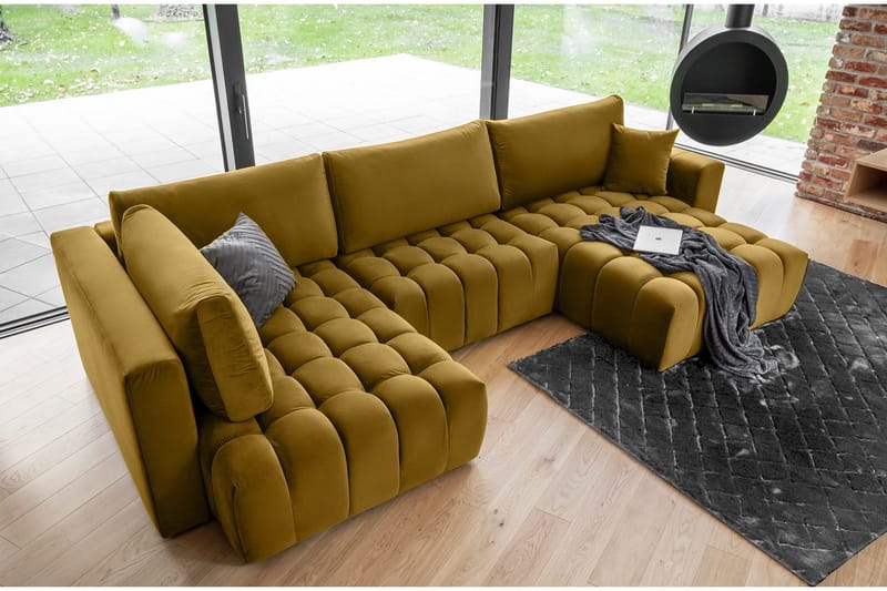 Yorktown U-bäddsoffa Divan Höger, Svart