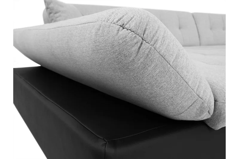 Zumar Bäddsoffa med Divan och Schäslong 4-sits i Konstläder - Svart/Grå - Möbler - Soffa - Bäddsoffa - Bäddsoffa divan