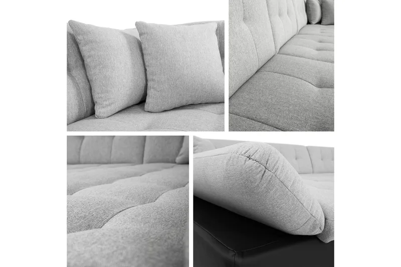Zumar Bäddsoffa med Divan och Schäslong 4-sits i Konstläder - Svart/Grå - Möbler - Soffa - Bäddsoffa - Bäddsoffa divan
