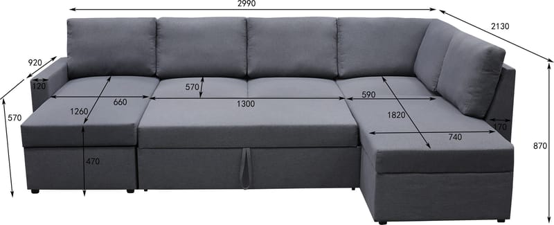 Bäddsoffa Dream U-form - Mörkgrå - Möbler - Soffa - Bäddsoffa