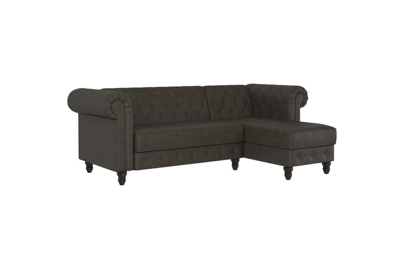 Bäddsoffa Felix 241x154x83 cm, Antracit, Mikrofiber/Trä/Metall - 241x154x83 cm, Antracit, Mikrofiber/Trä/Metall - Möbler - Soffa - Bäddsoffa
