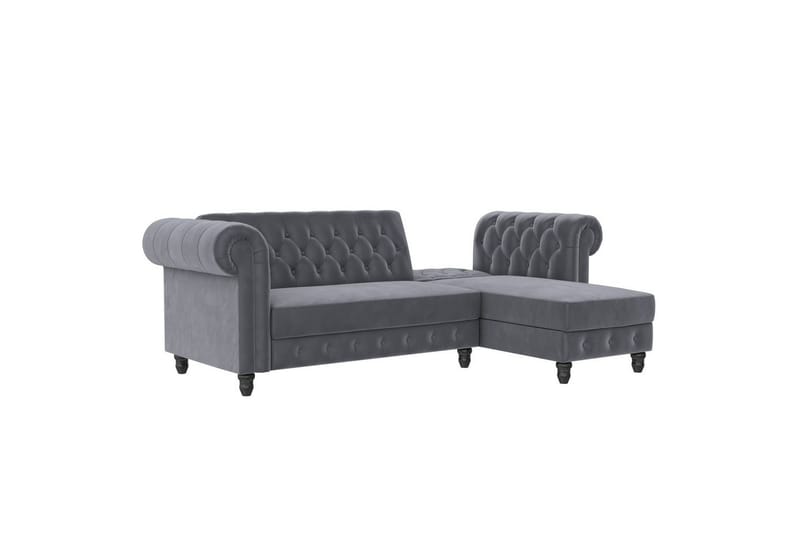 Bäddsoffa Felix 241x154x83 cm, Antracit, Sammet - 241x154x83 cm, Antracit, Sammet - Möbler - Soffa - Bäddsoffa