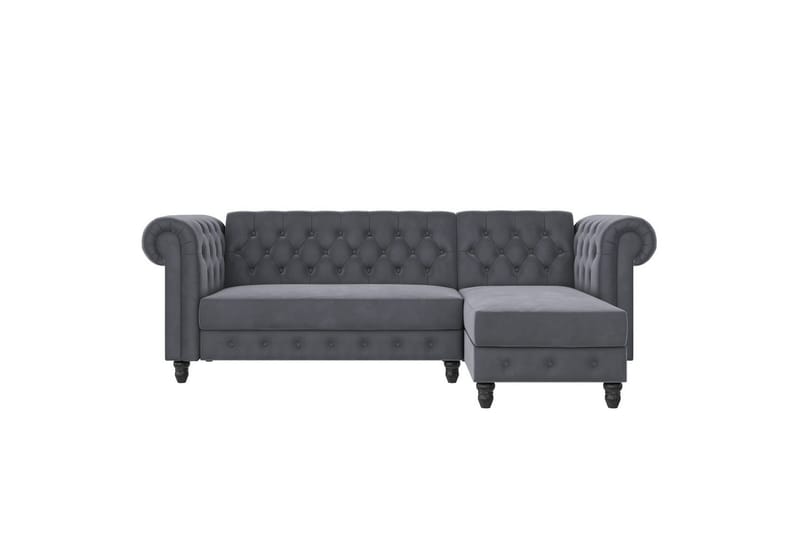 Bäddsoffa Felix 241x154x83 cm, Antracit, Sammet - 241x154x83 cm, Antracit, Sammet - Möbler - Soffa - Bäddsoffa