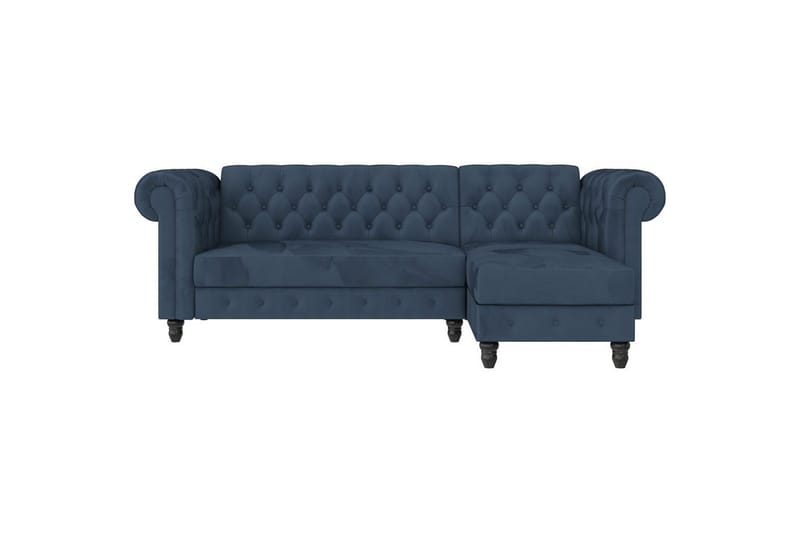 Bäddsoffa Felix 241x154x83 cm, Blå, Sammet/Trä/Metall - 241x154x83 cm, Blå, Sammet/Trä/Metall - Möbler - Soffa - Bäddsoffa