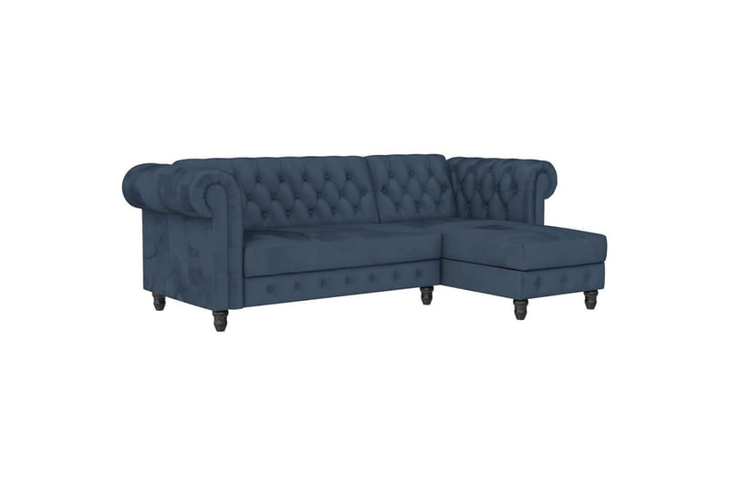 Bäddsoffa Felix 241x154x83 cm, Blå, Sammet/Trä/Metall - 241x154x83 cm, Blå, Sammet/Trä/Metall - Möbler - Soffa - Bäddsoffa