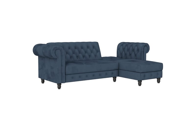 Bäddsoffa Felix 241x154x83 cm, Blå, Sammet/Trä/Metall - 241x154x83 cm, Blå, Sammet/Trä/Metall - Möbler - Soffa - Bäddsoffa