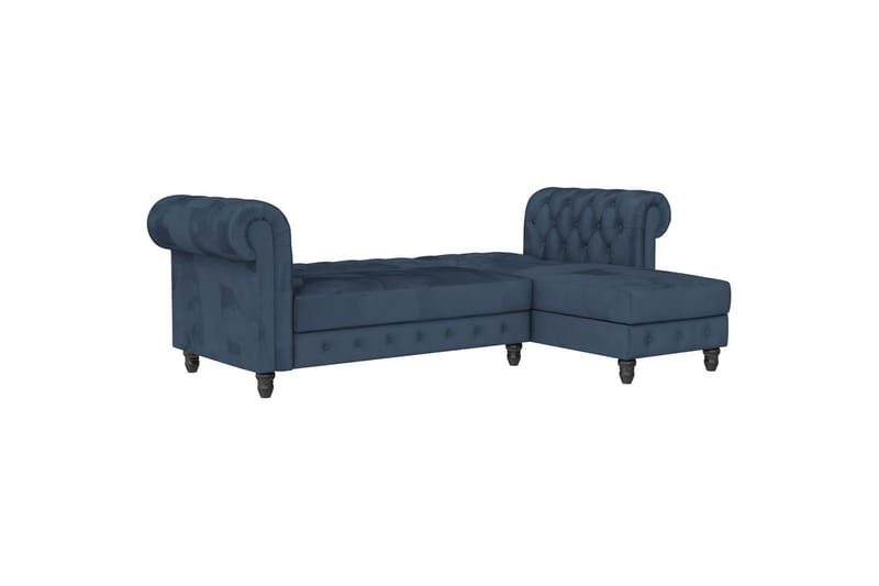 Bäddsoffa Felix 241x154x83 cm, Blå, Sammet/Trä/Metall - 241x154x83 cm, Blå, Sammet/Trä/Metall - Möbler - Soffa - Bäddsoffa