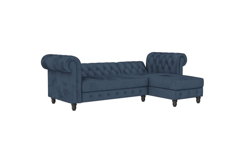 Bäddsoffa Felix 241x154x83 cm, Blå, Sammet/Trä/Metall - 241x154x83 cm, Blå, Sammet/Trä/Metall - Möbler - Soffa - Bäddsoffa