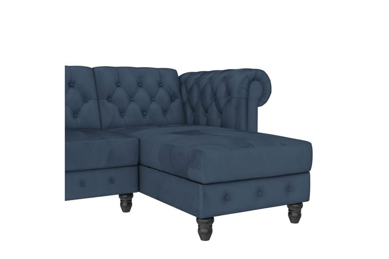 Bäddsoffa Felix 241x154x83 cm, Blå, Sammet/Trä/Metall - 241x154x83 cm, Blå, Sammet/Trä/Metall - Möbler - Soffa - Bäddsoffa