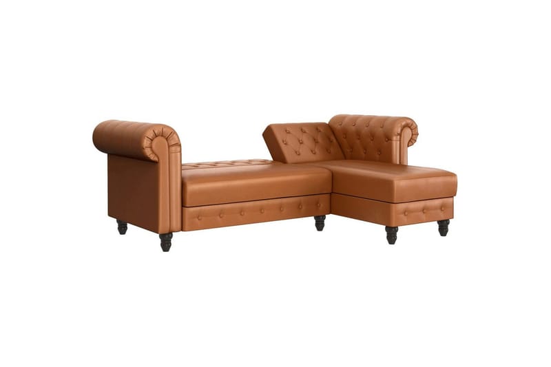 Bäddsoffa Felix 241x154x83 cm, Cognac, PU/trä/metall - 241x154x83 cm, Cognac, PU/trä/metall - Möbler - Soffa - Bäddsoffa