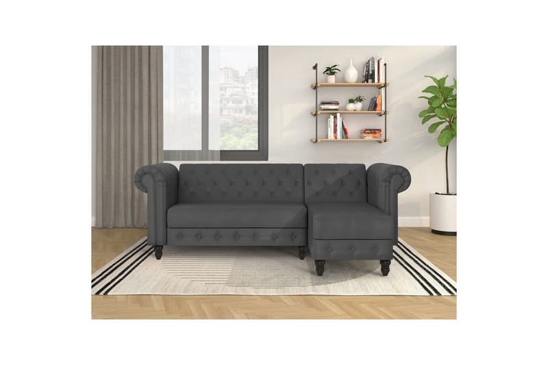 Bäddsoffa Felix 241x154x83 cm, Grå, PU/trä/metall - 241x154x83 cm, Grå, PU/trä/metall - Möbler - Soffa - Bäddsoffa