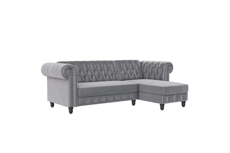 Bäddsoffa Felix 241x154x83 cm, Ljusgrå, Sammet - 241x154x83 cm, Ljusgrå, Sammet - Möbler - Soffa - Bäddsoffa