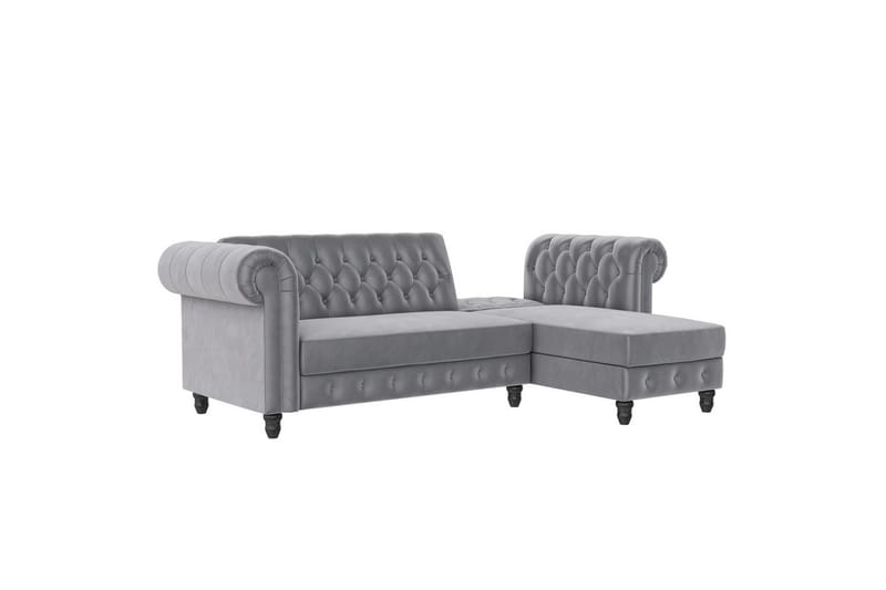 Bäddsoffa Felix 241x154x83 cm, Ljusgrå, Sammet - 241x154x83 cm, Ljusgrå, Sammet - Möbler - Soffa - Bäddsoffa