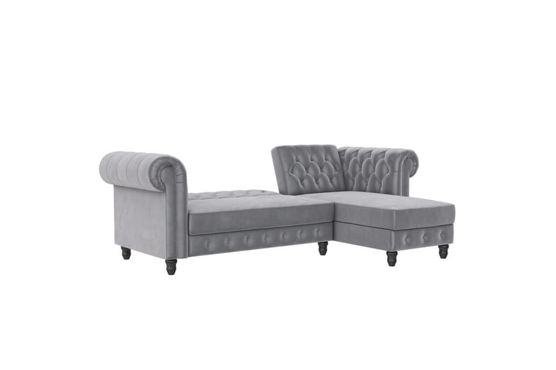 Bäddsoffa Felix 241x154x83 cm, Ljusgrå, Sammet - 241x154x83 cm, Ljusgrå, Sammet - Möbler - Soffa - Bäddsoffa