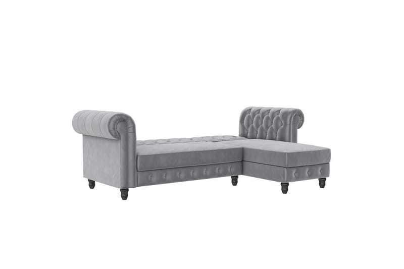 Bäddsoffa Felix 241x154x83 cm, Ljusgrå, Sammet - 241x154x83 cm, Ljusgrå, Sammet - Möbler - Soffa - Bäddsoffa