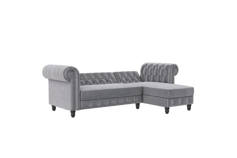 Bäddsoffa Felix 241x154x83 cm, Ljusgrå, Sammet - 241x154x83 cm, Ljusgrå, Sammet - Möbler - Soffa - Bäddsoffa