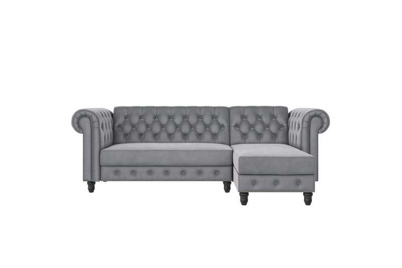 Bäddsoffa Felix 241x154x83 cm, Ljusgrå, Sammet - 241x154x83 cm, Ljusgrå, Sammet - Möbler - Soffa - Bäddsoffa