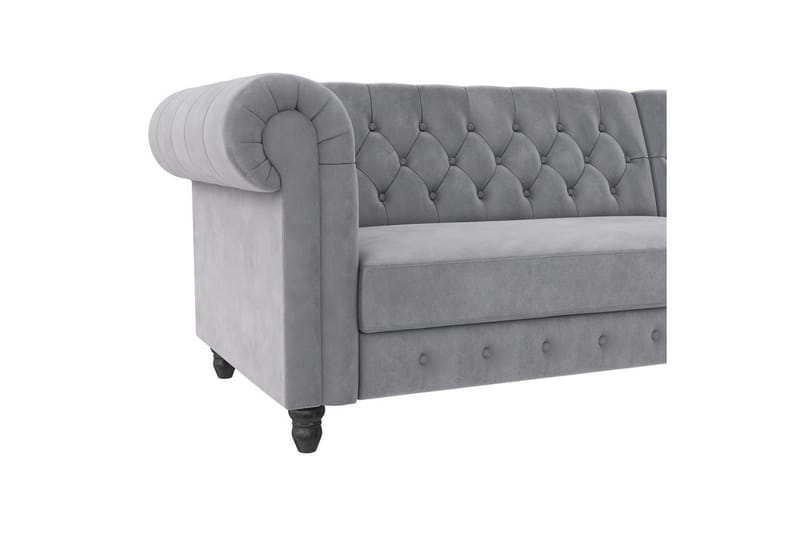 Bäddsoffa Felix 241x154x83 cm, Ljusgrå, Sammet - 241x154x83 cm, Ljusgrå, Sammet - Möbler - Soffa - Bäddsoffa