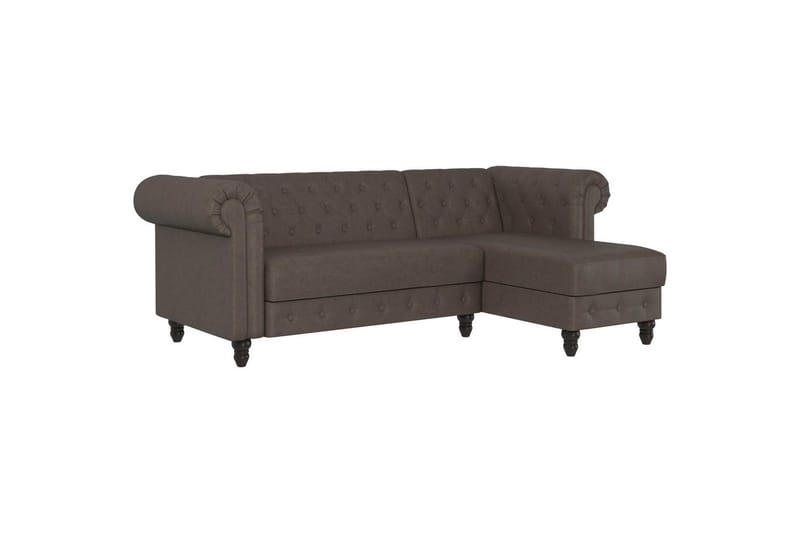 Bäddsoffa Felix 241x154x83 cm, Mörkbrun, Mikrofiber/Trä/Metall - 241x154x83 cm, Mörkbrun, Mikrofiber/Trä/Metall - Möbler - Soffa - Bäddsoffa