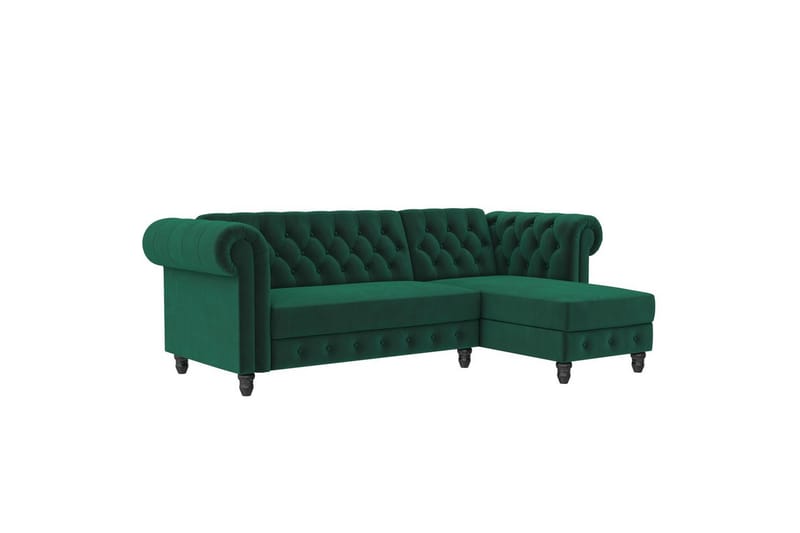 Bäddsoffa Felix 241x154x83 cm, Mörkgrön, Sammet - 241x154x83 cm, Mörkgrön, Sammet - Möbler - Soffa - Bäddsoffa